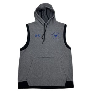 Under‎ Armour Project Rock Hoodie Mens L Gray Sleeveless Brahma Bull All Day